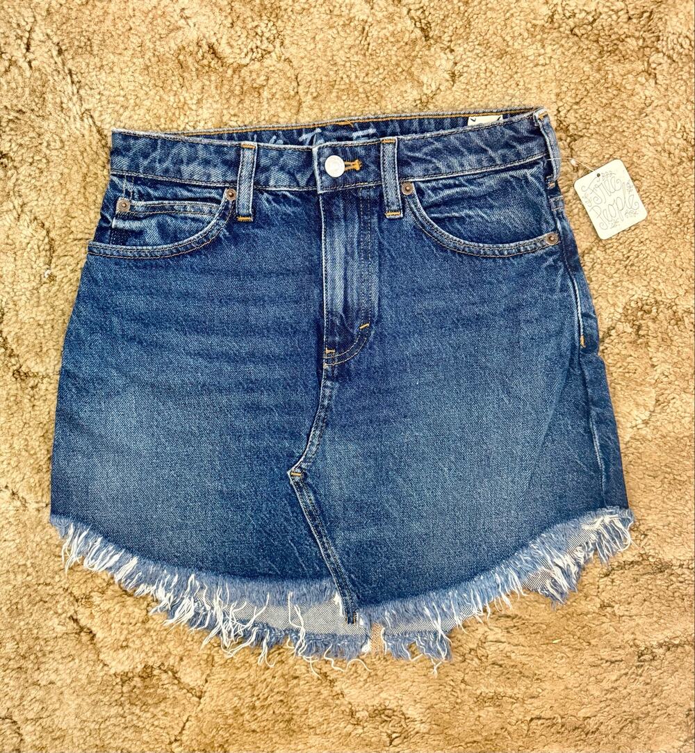 Free People We The Free Bailey Denim Mini Skirt Indigo Blue NWT Size 26